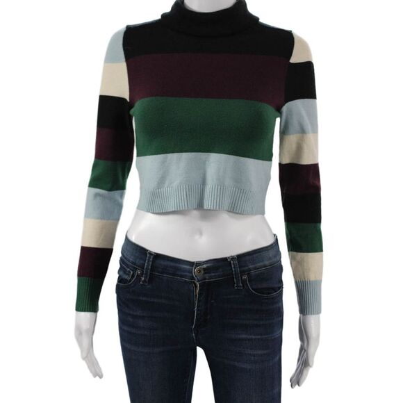 Joos Tricot Sweaters - Joos Tricot Womens Pullover Turtleneck Striped Multicolor Merino Wool Size M